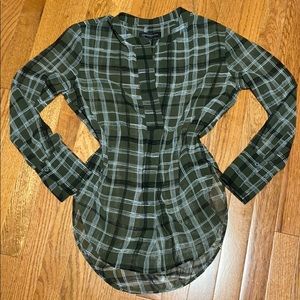 Banana Republic Green Plaid Sheer Blouse Small
